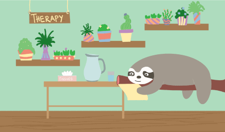 slothie going to therapy